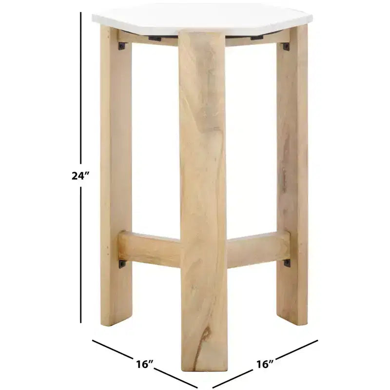Table d'appoint en marbre - ACC3733A - Blanc/Naturel - Safavieh