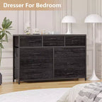 Commode avec 10 tiroirs en tissu, meuble TV pour téléviseur de 50 pouces, meuble console multimédia avec rangement, mobilier de salon