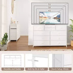 Commode avec 10 tiroirs en tissu, meuble TV pour téléviseur de 50 pouces, meuble console multimédia avec rangement, mobilier de salon
