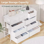 Commode avec 10 tiroirs en tissu, meuble TV pour téléviseur de 50 pouces, meuble console multimédia avec rangement, mobilier de salon