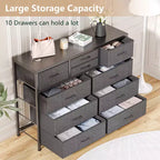 Commode avec 10 tiroirs en tissu, meuble TV pour téléviseur de 50 pouces, meuble console multimédia avec rangement, mobilier de salon