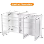 Armoire à pharmacie de salle de bain extra large éclairée avec miroir, grande armoire de salle de bain à 3 portes avec lumières, à fixation murale
