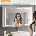Armoire à pharmacie de salle de bain extra large éclairée avec miroir, grande armoire de salle de bain à 3 portes avec lumières, à fixation murale
