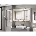 Armoire à pharmacie de salle de bain extra large éclairée avec miroir, grande armoire de salle de bain à 3 portes avec lumières, à fixation murale
