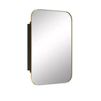 24 * 16 Inch Gold Rectangular Bathroom Medicine Cabinet With Mirror