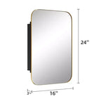 Armoire à pharmacie de salle de bain rectangulaire dorée avec miroir