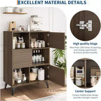 Meuble de rangement avec portes coulissantes – Organiseur à 3 niveaux avec étagères réglables pour le salon et la cuisine