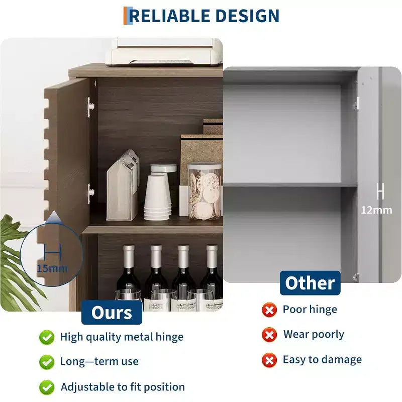 Meuble de rangement avec portes coulissantes – Organiseur à 3 niveaux avec étagères réglables pour le salon et la cuisine