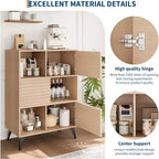 Meuble de rangement avec portes coulissantes – Organiseur à 3 niveaux avec étagères réglables pour le salon et la cuisine