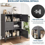 Meuble de rangement avec portes coulissantes – Organiseur à 3 niveaux avec étagères réglables pour le salon et la cuisine