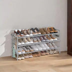 Meuble à chaussures 3 niveaux en tissu avec 4 crochets, réglable en hauteur, peut contenir jusqu'à 18 paires de chaussures, organisateur d'entrée