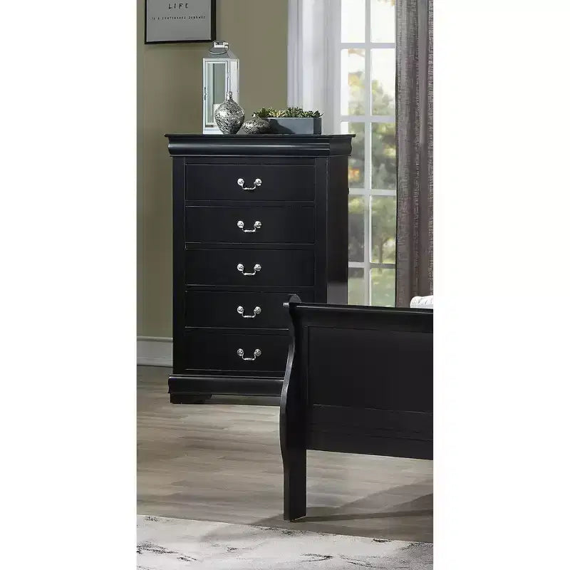 Meubles de chambre en bois massif – Commode 5 tiroirs ou table de chevet 2 tiroirs avec quincaillerie en laiton, montage facile