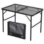 Table pliante en maille de fer et cadre en aluminium, table de camping, bureau pliant, table pliante d'extérieur