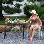 Table pliante en maille de fer et cadre en aluminium, table de camping, bureau pliant, table pliante d'extérieur