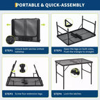 Table pliante en maille de fer et cadre en aluminium, table de camping, bureau pliant, table pliante d'extérieur