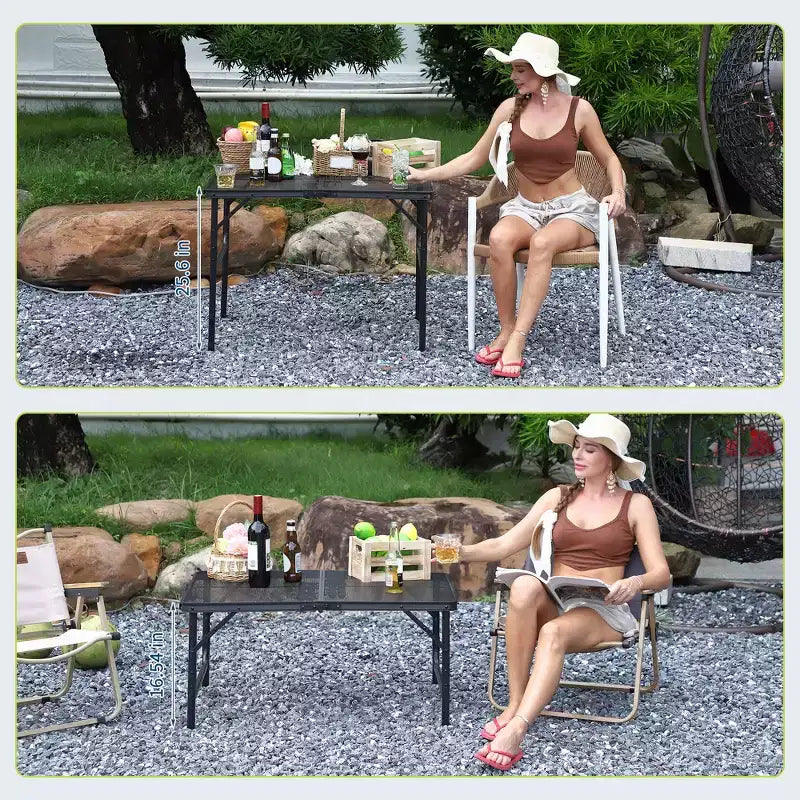 Table pliante en maille de fer et cadre en aluminium, table de camping, bureau pliant, table pliante d'extérieur