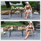 Table pliante en maille de fer et cadre en aluminium, table de camping, bureau pliant, table pliante d'extérieur