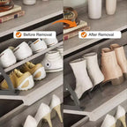 Meuble à chaussures en bois avec 4 tiroirs basculants, étagère à chaussures mince à 2 niveaux avec étagère réglable et amovible