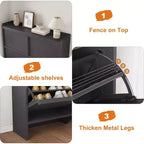 Meuble à chaussures en bois avec 4 tiroirs basculants, étagère à chaussures mince à 2 niveaux avec étagère réglable et amovible