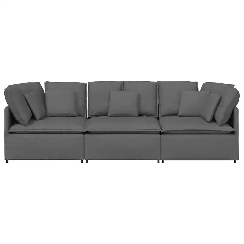 Canapé modulable en tissu gris foncé, cadre métallique durable, sections personnalisables pour salon