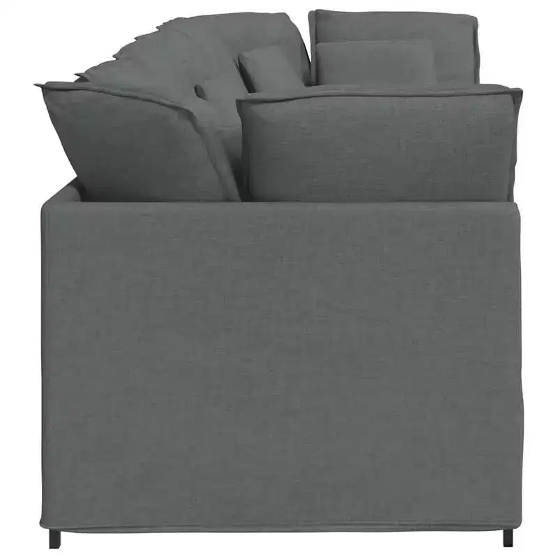 Canapé modulable en tissu gris foncé, cadre métallique durable, sections personnalisables pour salon