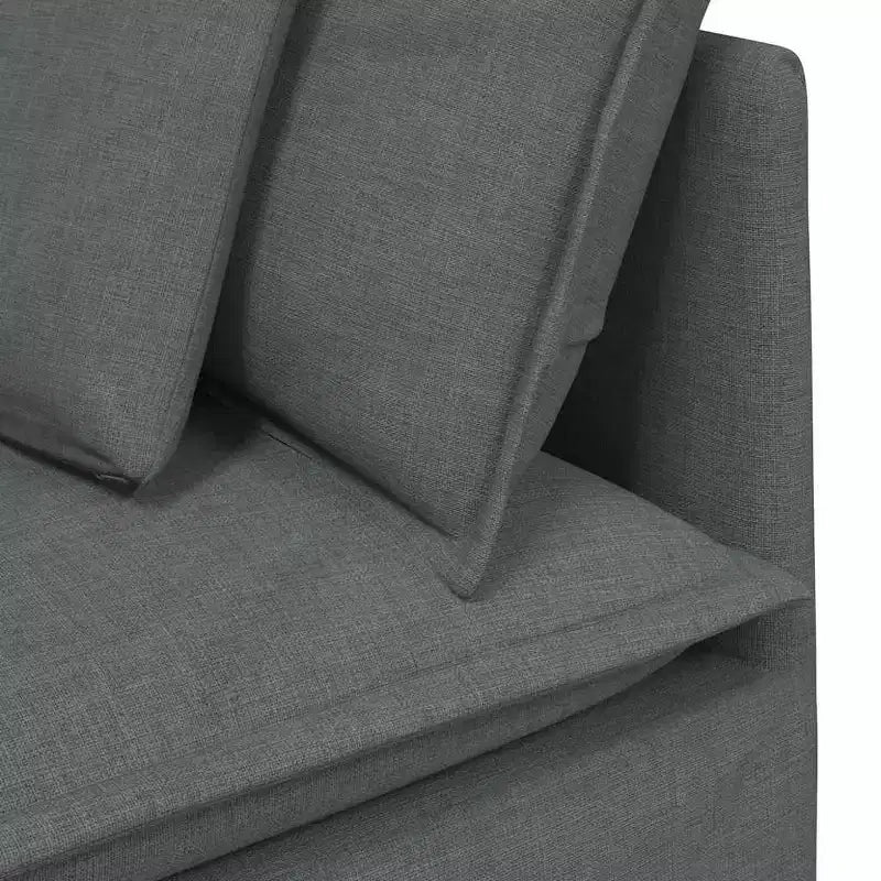 Canapé modulable en tissu gris foncé, cadre métallique durable, sections personnalisables pour salon