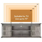 Meuble TV de ferme avec portes coulissantes de grange et armoires de rangement, meuble TV pour téléviseurs jusqu'à 75"