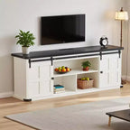 TROPOW 70 TV Stand for 75 Inch TVs, Farmhouse Entertainment Center with Sliding Barn Doors and Storage Cabinets, Modern Media TV Console Table