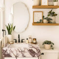 Armoire de toilette biseautée sans cadre en forme d'arche irrégulière avec miroir, montage en surface