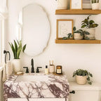 Armoire de toilette biseautée sans cadre en forme d'arche irrégulière avec miroir, montage en surface