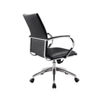 Fauteuil de bureau pivotant et roulant à hauteur réglable, noir et argent, avec dossier en similicuir