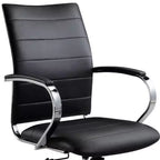 Fauteuil de bureau pivotant et roulant à hauteur réglable, noir et argent, avec dossier en similicuir