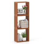 Costway 1/2 PCS 3 Cube Storage Organizers Stackable Bookcase Shelves for Small Spaces Teak