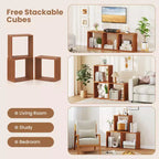 Étagère de rangement empilable 3 cubes pour petits espaces, teck (1 ou 2 paquets)
