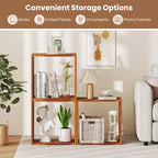 Étagère de rangement empilable 3 cubes pour petits espaces, teck (1 ou 2 paquets)