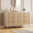 Modern 6-Drawer Dresser - Gold Handles & Large Storage for Bedroom & Living Room