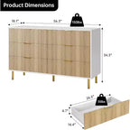 Commode moderne à 6 tiroirs - Poignées dorées et grand espace de rangement pour chambre à coucher et salon