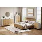 Commode moderne à 6 tiroirs - Poignées dorées et grand espace de rangement pour chambre à coucher et salon