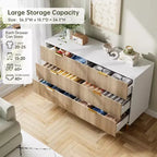 Commode moderne à 6 tiroirs - Poignées dorées et grand espace de rangement pour chambre à coucher et salon
