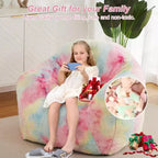 Pouf Géant en Fausse Fourrure, Rempli de Mousse, Canapé Paresseux pour Adulte, pour Salon, Chambre, Lecture, Jeux - Rose