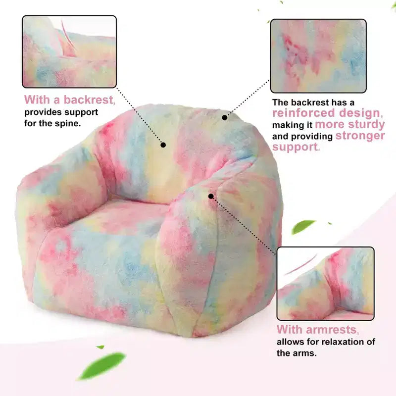 Pouf Géant en Fausse Fourrure, Rempli de Mousse, Canapé Paresseux pour Adulte, pour Salon, Chambre, Lecture, Jeux - Rose