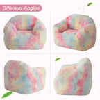 Pouf Géant en Fausse Fourrure, Rempli de Mousse, Canapé Paresseux pour Adulte, pour Salon, Chambre, Lecture, Jeux - Rose