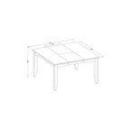Table de salle à manger carrée 54 po avec rallonge papillon de 18 po, bois d'hévéa massif, marron
