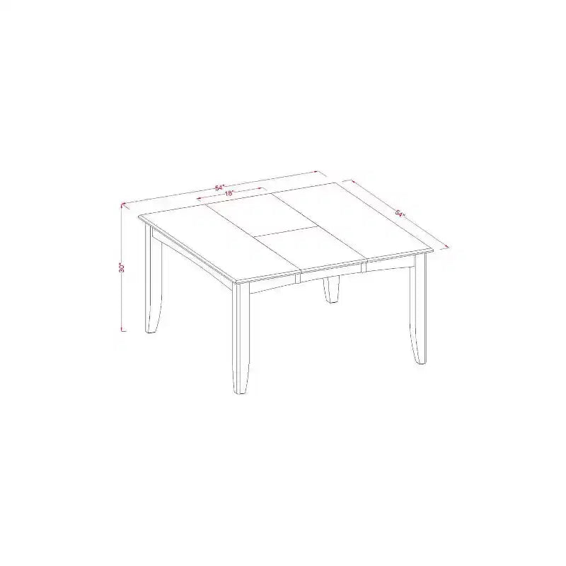 Square Dining Table 54" with 18" Butterfly Leaf Extension, Solid Rubberwood, Brown