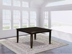 Table de salle à manger carrée 54 po avec rallonge papillon de 18 po, bois d'hévéa massif, marron