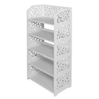 Range-chaussures autoportant en PVC blanc à 5 niveaux, 42 cm de large, peut contenir 15 paires