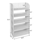 Range-chaussures autoportant en PVC blanc à 5 niveaux, 42 cm de large, peut contenir 15 paires