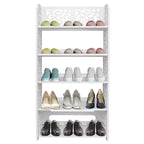 Range-chaussures autoportant en PVC blanc à 5 niveaux, 42 cm de large, peut contenir 15 paires