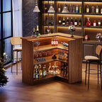 Meuble de bar en L, Table d'angle à liqueur à 4 niveaux avec porte-verres et étagères de rangement, pour cuisine, salon, bar à domicile