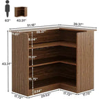 Meuble de bar en L, Table d'angle à liqueur à 4 niveaux avec porte-verres et étagères de rangement, pour cuisine, salon, bar à domicile